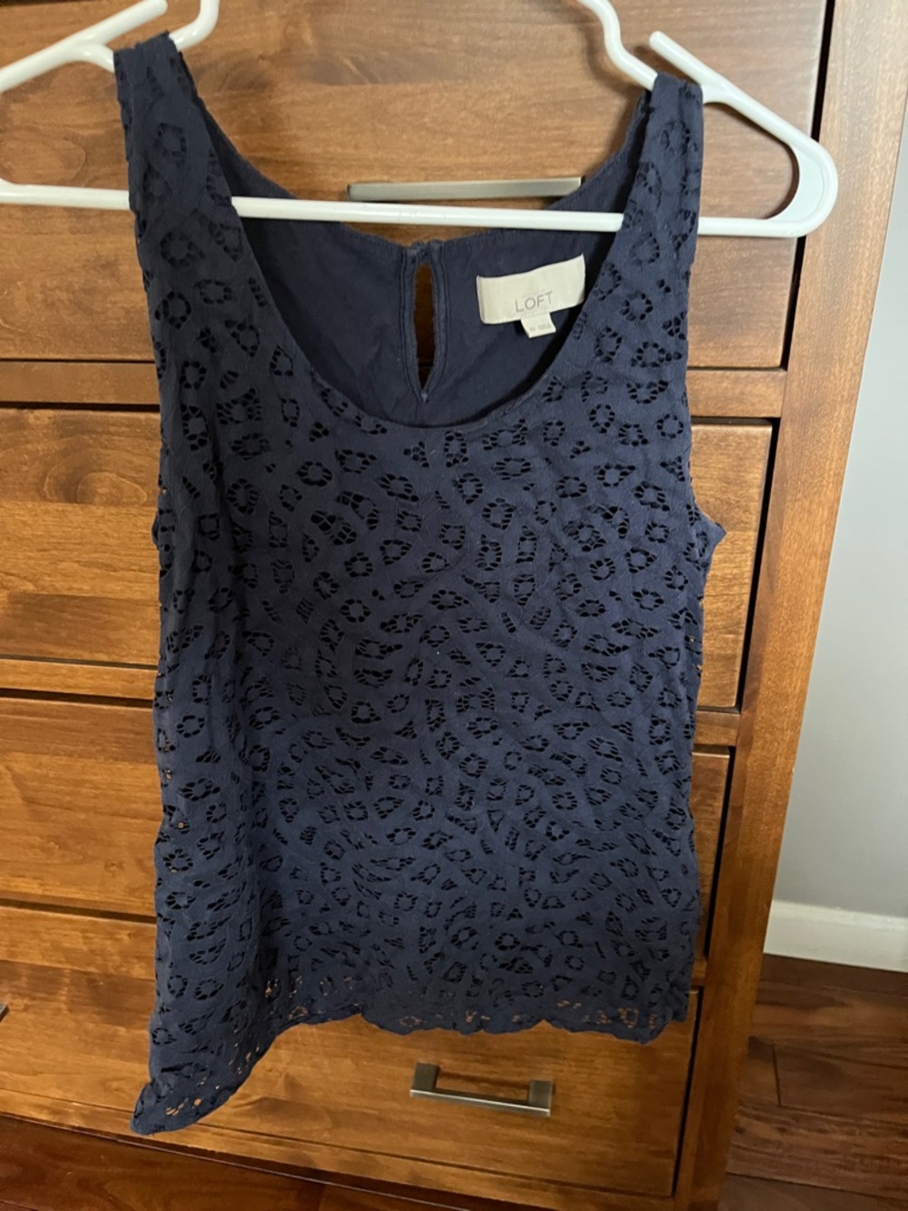 LOFT Navy Eyelet Tank Camisole